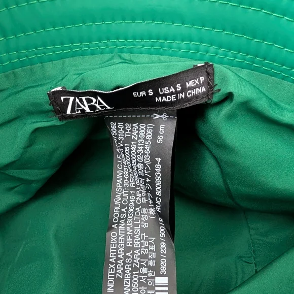 Zara Green Water Repellent Bucket Hat Rain Hat Indie Sleaze Acubi Gorpcore Small - Picture 5 of 8